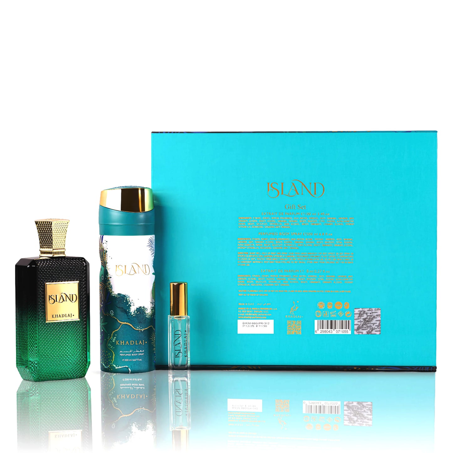 Khadlaj Island Set Extrait de Parfum 100 ml + Body Spray 200 ml + Extrait de Parfum 10 ml