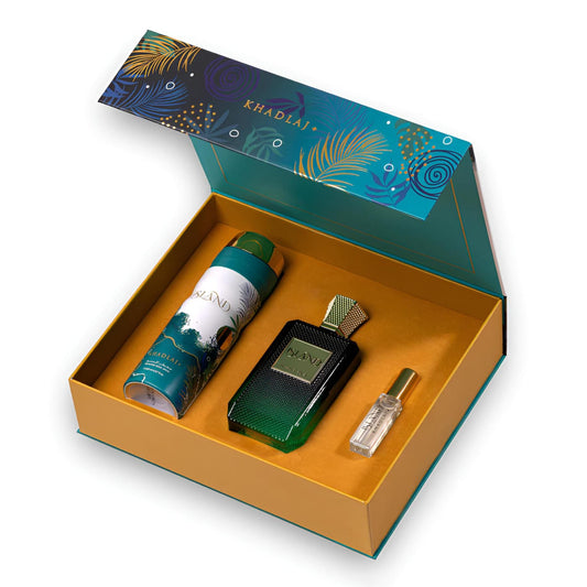 Khadlaj Island Set Extract Parfum 100 ml + Body Spray 200 ml + Extract Parfum 10 ml