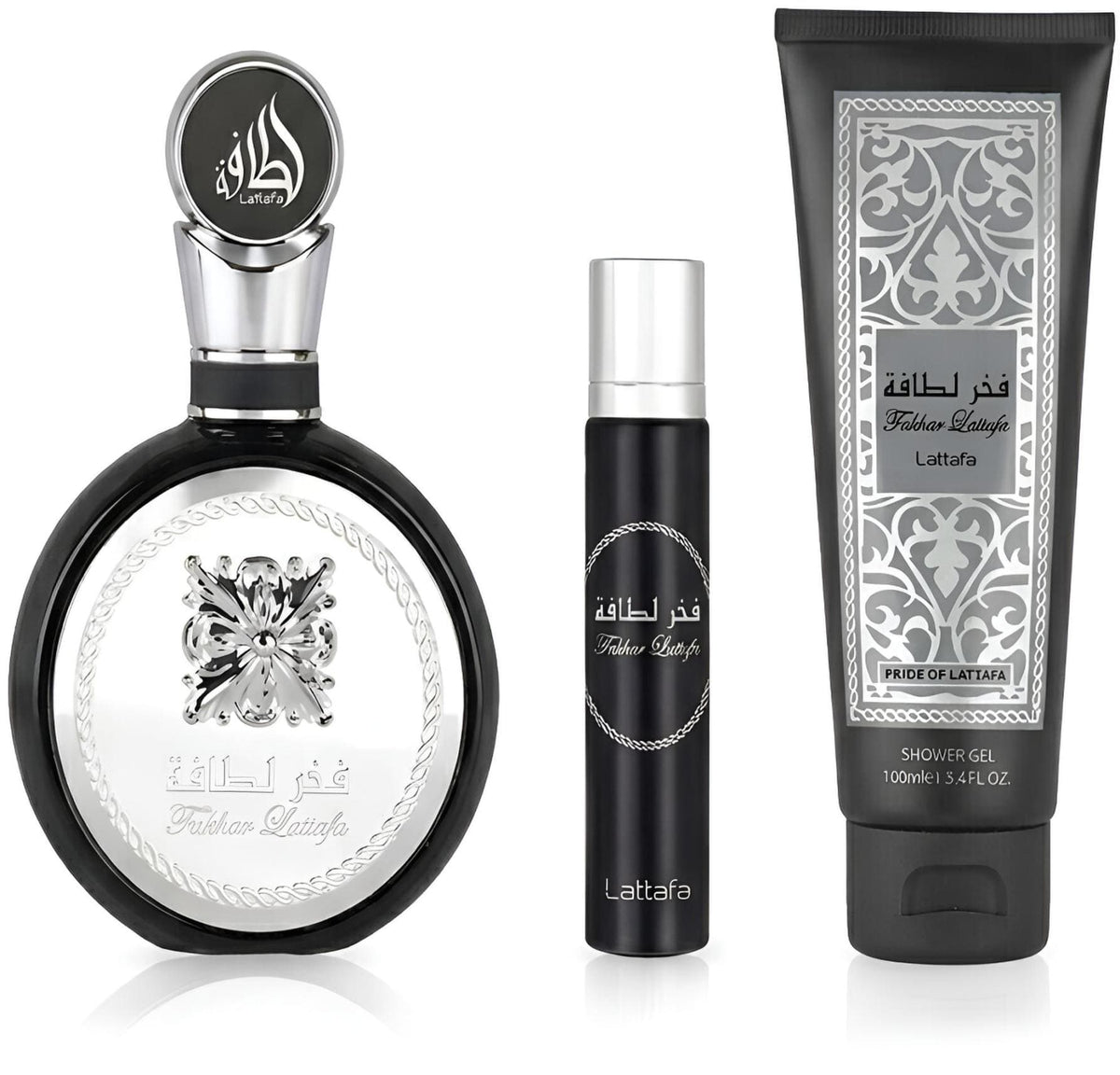 Set Cadou Lattafa Fakhar Men 100 ml EDP + 12ml EDP + 100ml Shower Gel