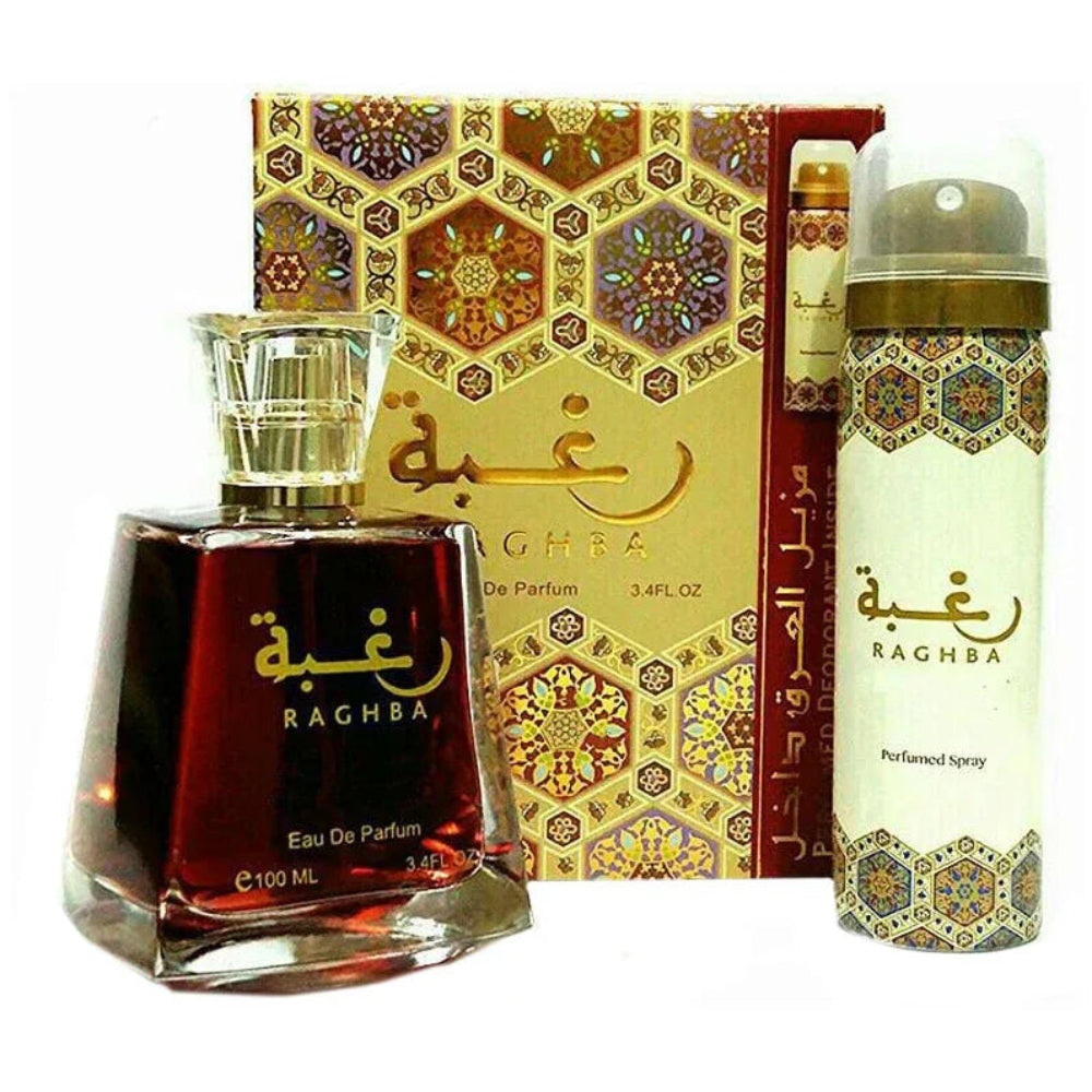 Apa de parfum Set Lattafa Raghba 100 ml + Deodorant Spray 50 ml 1